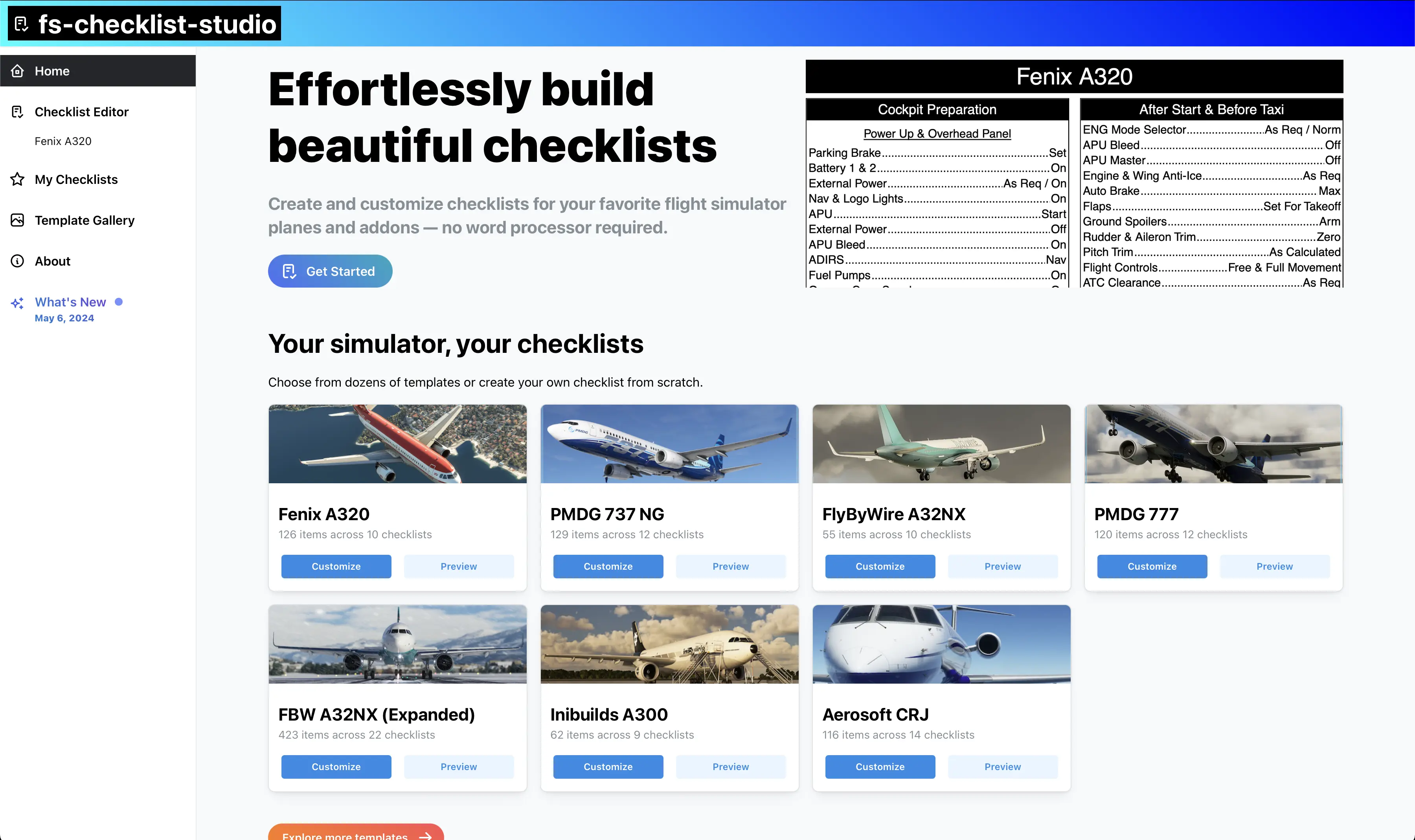 An example checklist created using fs-checklist.studio